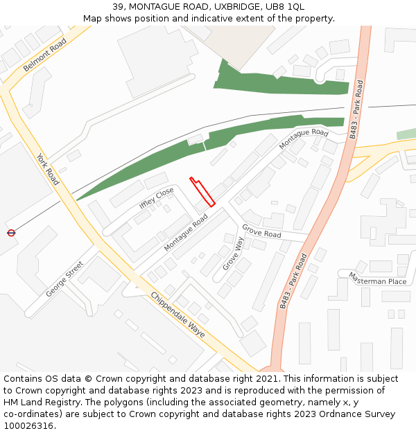 39, MONTAGUE ROAD, UXBRIDGE, UB8 1QL: Location map and indicative extent of plot