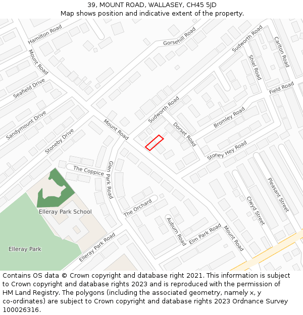 39, MOUNT ROAD, WALLASEY, CH45 5JD: Location map and indicative extent of plot