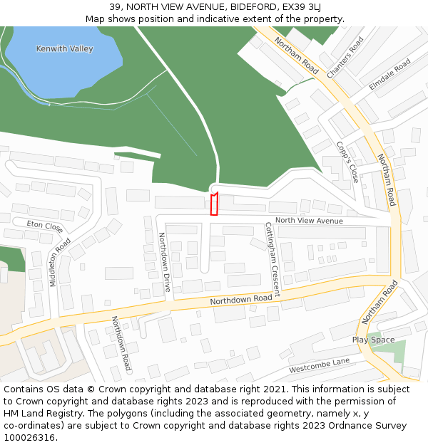39, NORTH VIEW AVENUE, BIDEFORD, EX39 3LJ: Location map and indicative extent of plot