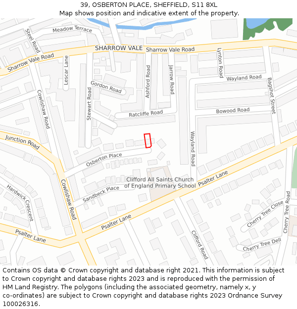 39, OSBERTON PLACE, SHEFFIELD, S11 8XL: Location map and indicative extent of plot