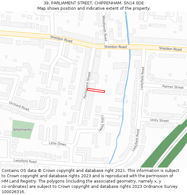39, PARLIAMENT STREET, CHIPPENHAM, SN14 0DE: Location map and indicative extent of plot
