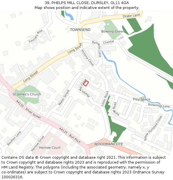 39, PHELPS MILL CLOSE, DURSLEY, GL11 4GA: Location map and indicative extent of plot