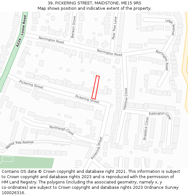 39, PICKERING STREET, MAIDSTONE, ME15 9RS: Location map and indicative extent of plot