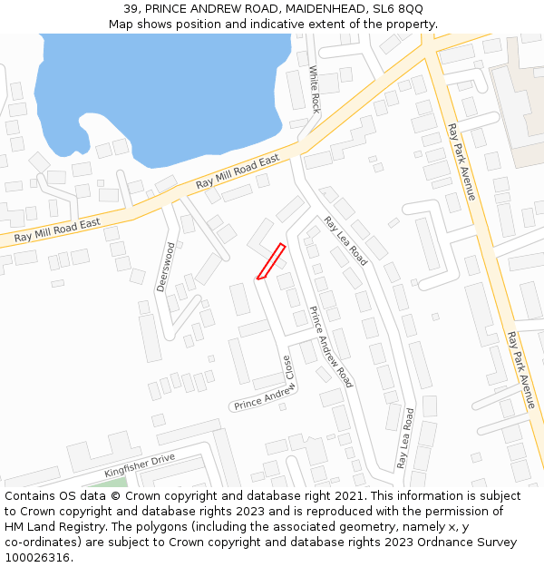 39, PRINCE ANDREW ROAD, MAIDENHEAD, SL6 8QQ: Location map and indicative extent of plot