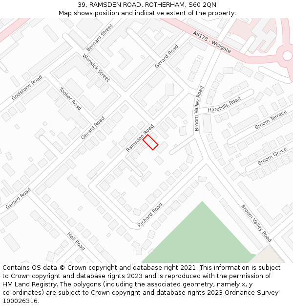39, RAMSDEN ROAD, ROTHERHAM, S60 2QN: Location map and indicative extent of plot