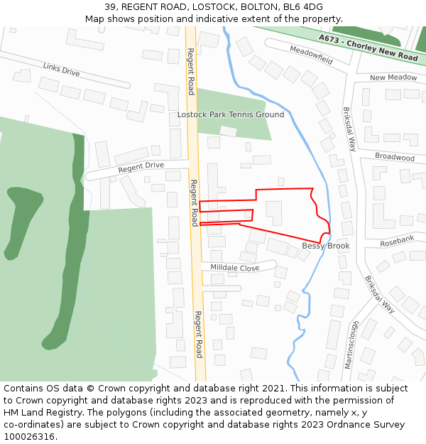 39, REGENT ROAD, LOSTOCK, BOLTON, BL6 4DG: Location map and indicative extent of plot