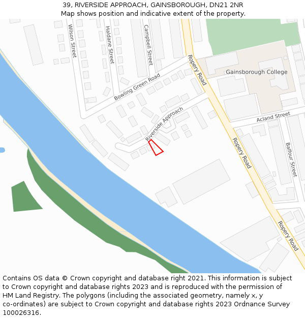 39, RIVERSIDE APPROACH, GAINSBOROUGH, DN21 2NR: Location map and indicative extent of plot