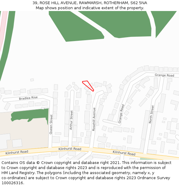39, ROSE HILL AVENUE, RAWMARSH, ROTHERHAM, S62 5NA: Location map and indicative extent of plot