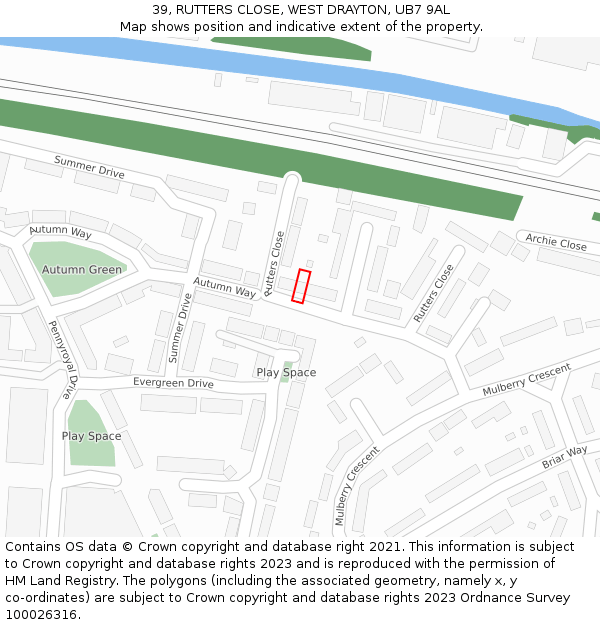 39, RUTTERS CLOSE, WEST DRAYTON, UB7 9AL: Location map and indicative extent of plot