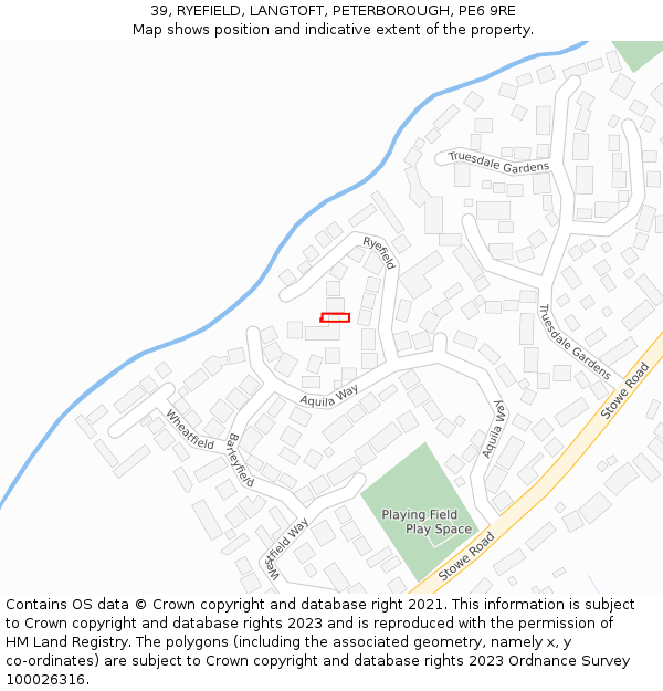 39, RYEFIELD, LANGTOFT, PETERBOROUGH, PE6 9RE: Location map and indicative extent of plot