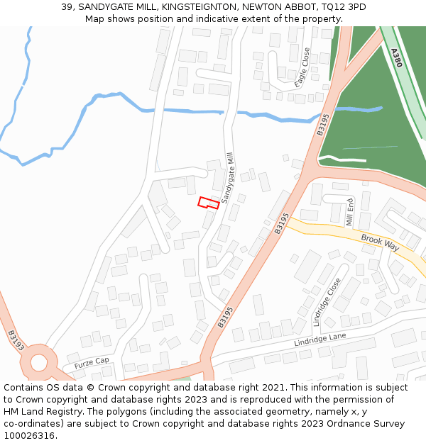 39, SANDYGATE MILL, KINGSTEIGNTON, NEWTON ABBOT, TQ12 3PD: Location map and indicative extent of plot