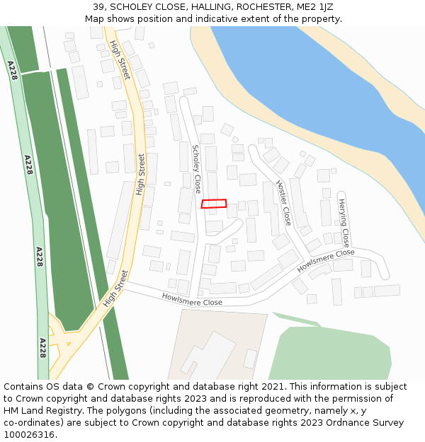 39, SCHOLEY CLOSE, HALLING, ROCHESTER, ME2 1JZ: Location map and indicative extent of plot