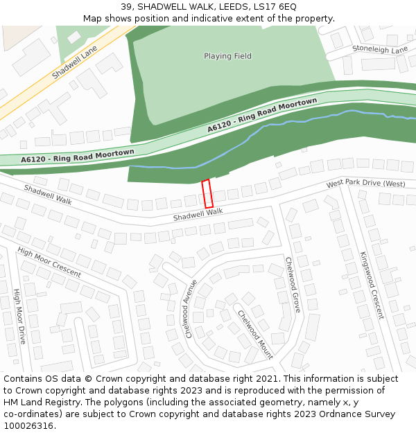 39, SHADWELL WALK, LEEDS, LS17 6EQ: Location map and indicative extent of plot