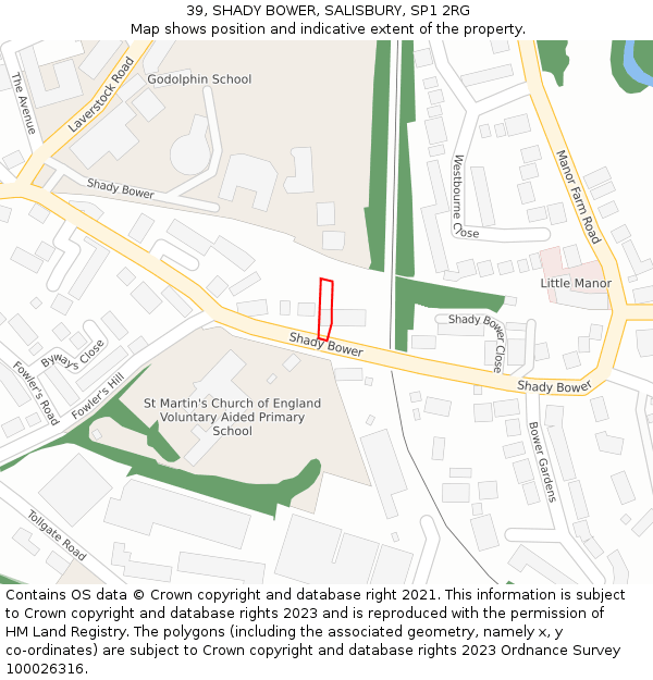 39, SHADY BOWER, SALISBURY, SP1 2RG: Location map and indicative extent of plot