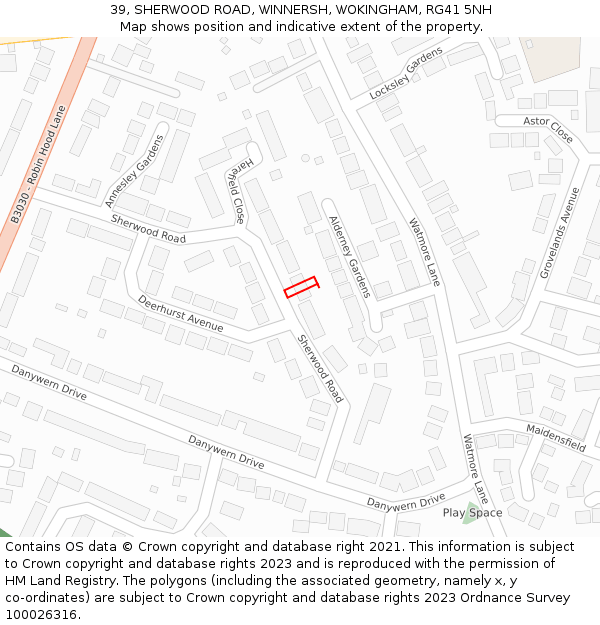 39, SHERWOOD ROAD, WINNERSH, WOKINGHAM, RG41 5NH: Location map and indicative extent of plot