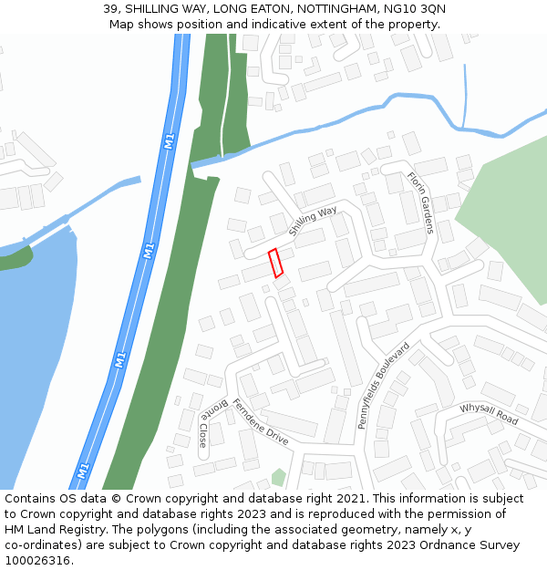 39, SHILLING WAY, LONG EATON, NOTTINGHAM, NG10 3QN: Location map and indicative extent of plot