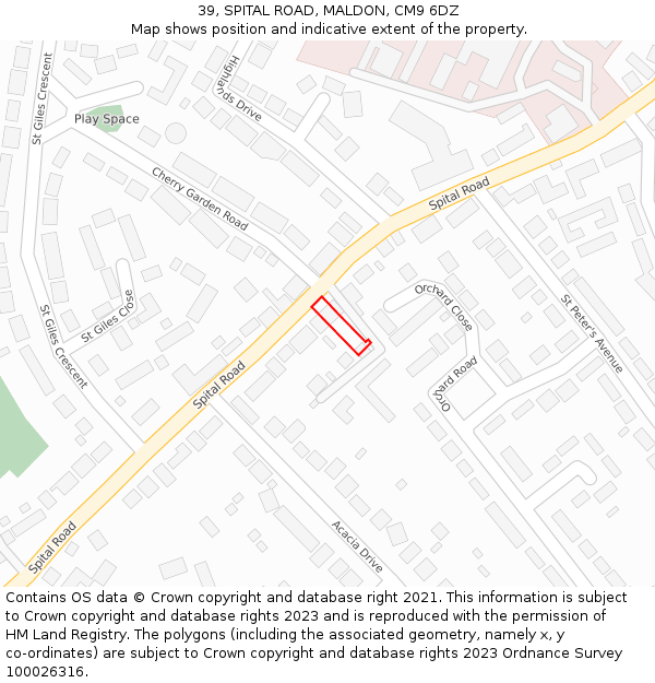 39, SPITAL ROAD, MALDON, CM9 6DZ: Location map and indicative extent of plot