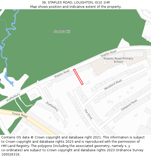 39, STAPLES ROAD, LOUGHTON, IG10 1HR: Location map and indicative extent of plot