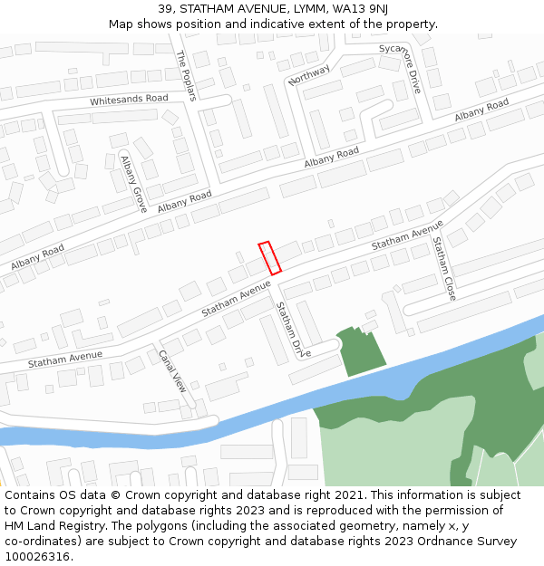 39, STATHAM AVENUE, LYMM, WA13 9NJ: Location map and indicative extent of plot