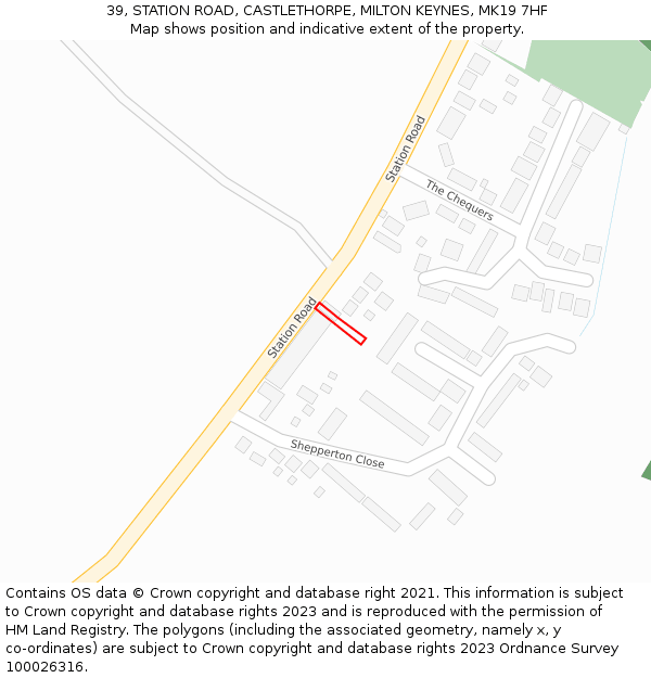 39, STATION ROAD, CASTLETHORPE, MILTON KEYNES, MK19 7HF: Location map and indicative extent of plot