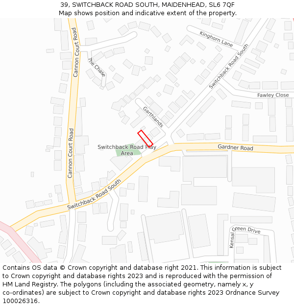 39, SWITCHBACK ROAD SOUTH, MAIDENHEAD, SL6 7QF: Location map and indicative extent of plot