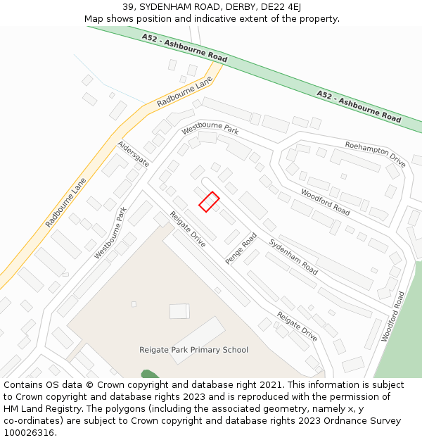 39, SYDENHAM ROAD, DERBY, DE22 4EJ: Location map and indicative extent of plot