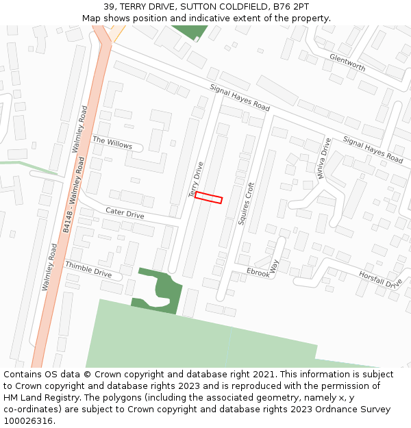39, TERRY DRIVE, SUTTON COLDFIELD, B76 2PT: Location map and indicative extent of plot
