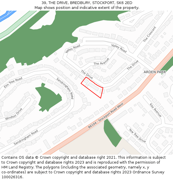 39, THE DRIVE, BREDBURY, STOCKPORT, SK6 2ED: Location map and indicative extent of plot