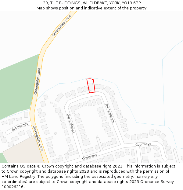 39, THE RUDDINGS, WHELDRAKE, YORK, YO19 6BP: Location map and indicative extent of plot