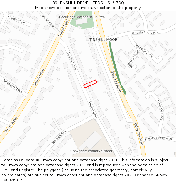 39, TINSHILL DRIVE, LEEDS, LS16 7DQ: Location map and indicative extent of plot