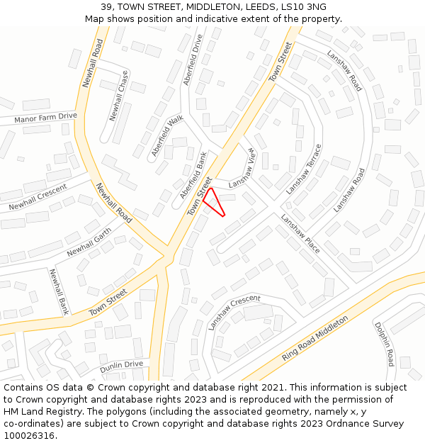 39, TOWN STREET, MIDDLETON, LEEDS, LS10 3NG: Location map and indicative extent of plot
