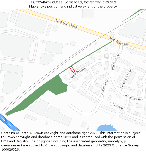39, TOWPATH CLOSE, LONGFORD, COVENTRY, CV6 6RG: Location map and indicative extent of plot