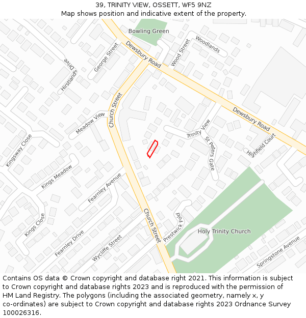 39, TRINITY VIEW, OSSETT, WF5 9NZ: Location map and indicative extent of plot
