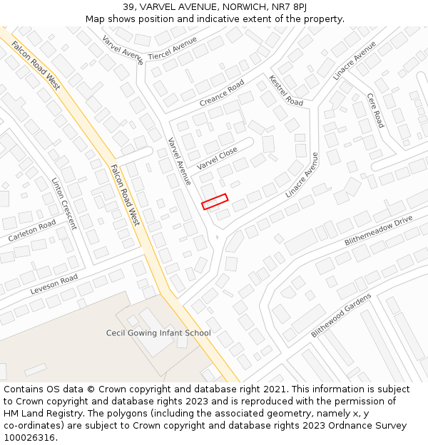 39, VARVEL AVENUE, NORWICH, NR7 8PJ: Location map and indicative extent of plot