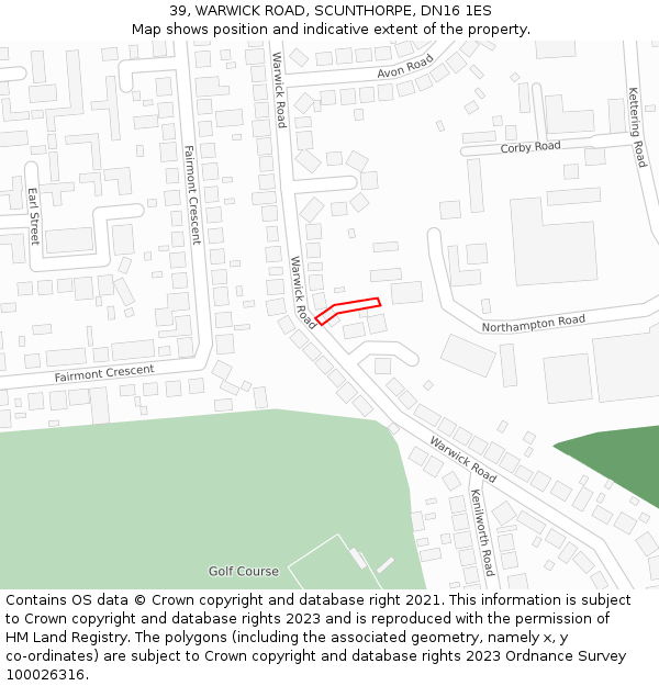 39, WARWICK ROAD, SCUNTHORPE, DN16 1ES: Location map and indicative extent of plot