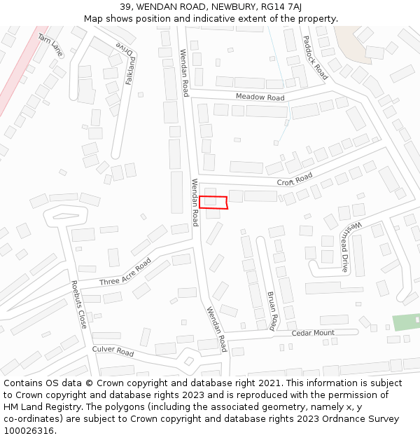 39, WENDAN ROAD, NEWBURY, RG14 7AJ: Location map and indicative extent of plot