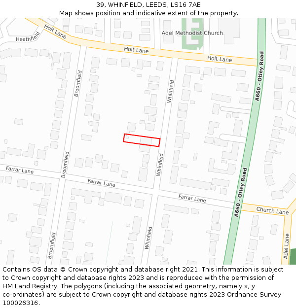 39, WHINFIELD, LEEDS, LS16 7AE: Location map and indicative extent of plot