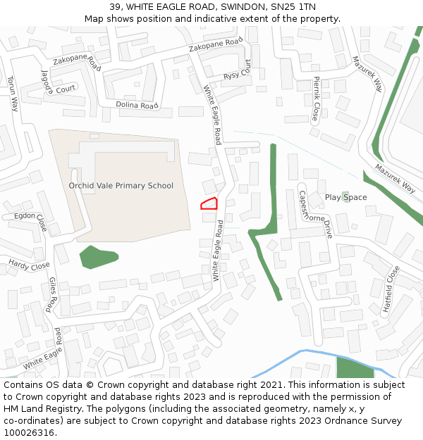 39, WHITE EAGLE ROAD, SWINDON, SN25 1TN: Location map and indicative extent of plot
