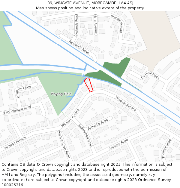 39, WINGATE AVENUE, MORECAMBE, LA4 4SJ: Location map and indicative extent of plot