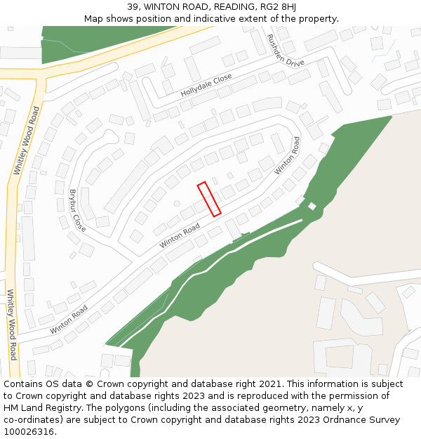 39, WINTON ROAD, READING, RG2 8HJ: Location map and indicative extent of plot