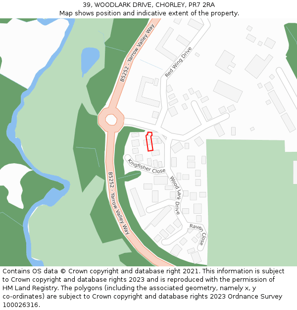 39, WOODLARK DRIVE, CHORLEY, PR7 2RA: Location map and indicative extent of plot