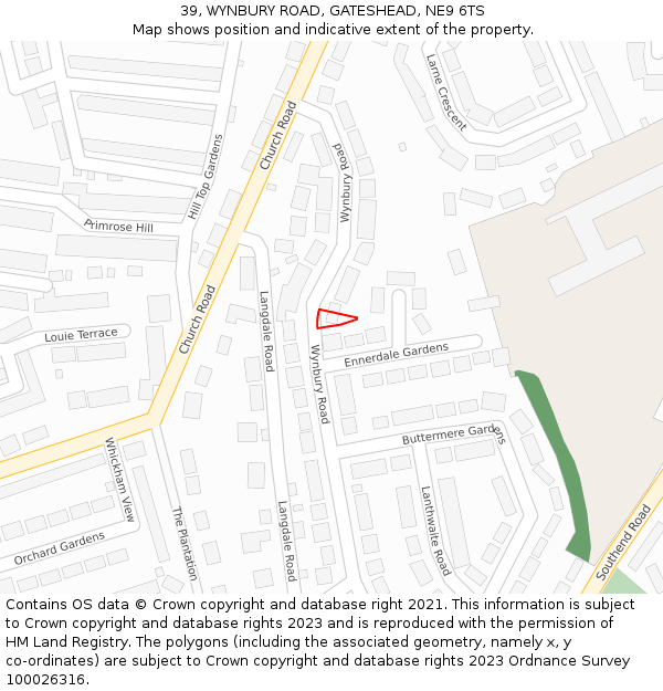 39, WYNBURY ROAD, GATESHEAD, NE9 6TS: Location map and indicative extent of plot