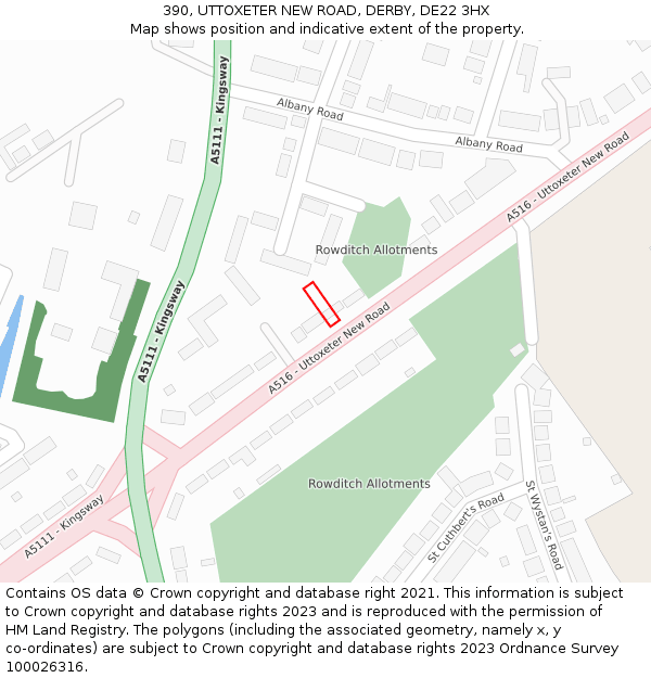 390, UTTOXETER NEW ROAD, DERBY, DE22 3HX: Location map and indicative extent of plot