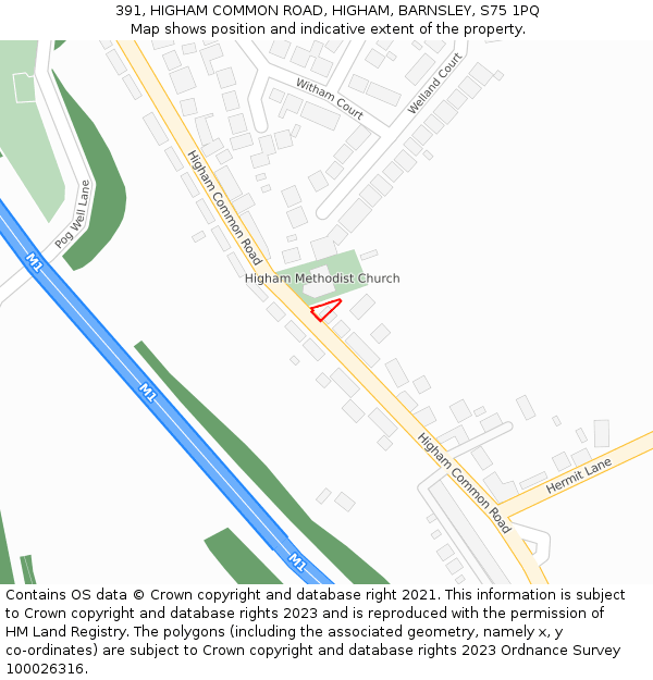 391, HIGHAM COMMON ROAD, HIGHAM, BARNSLEY, S75 1PQ: Location map and indicative extent of plot