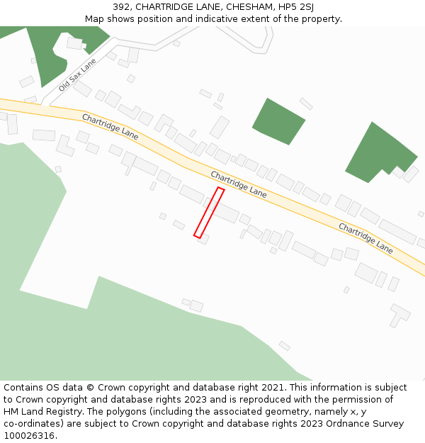 392, CHARTRIDGE LANE, CHESHAM, HP5 2SJ: Location map and indicative extent of plot