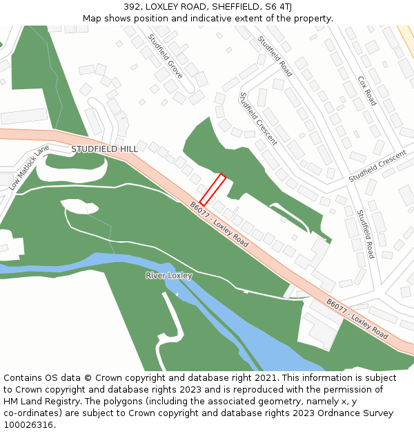 392, LOXLEY ROAD, SHEFFIELD, S6 4TJ: Location map and indicative extent of plot