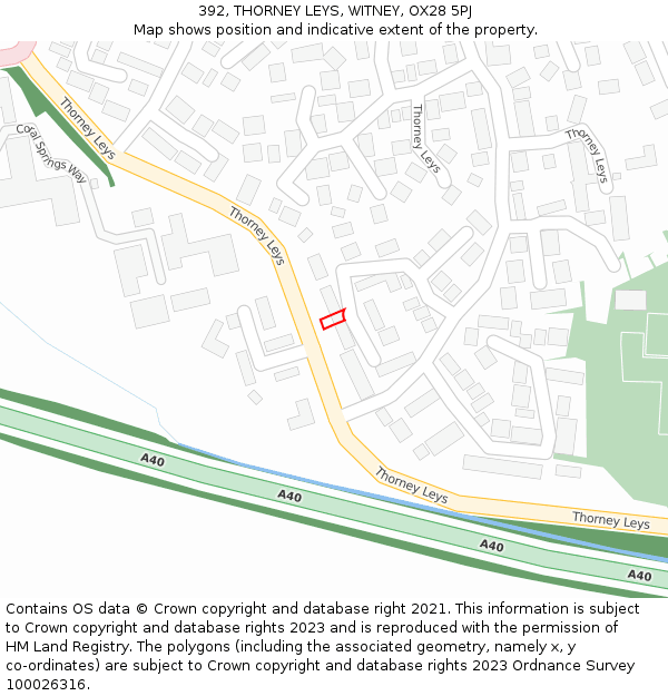 392, THORNEY LEYS, WITNEY, OX28 5PJ: Location map and indicative extent of plot