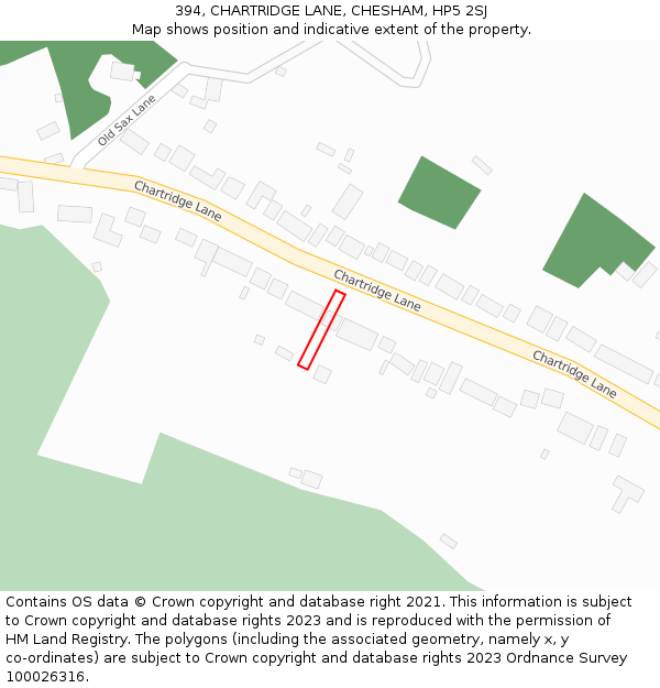 394, CHARTRIDGE LANE, CHESHAM, HP5 2SJ: Location map and indicative extent of plot