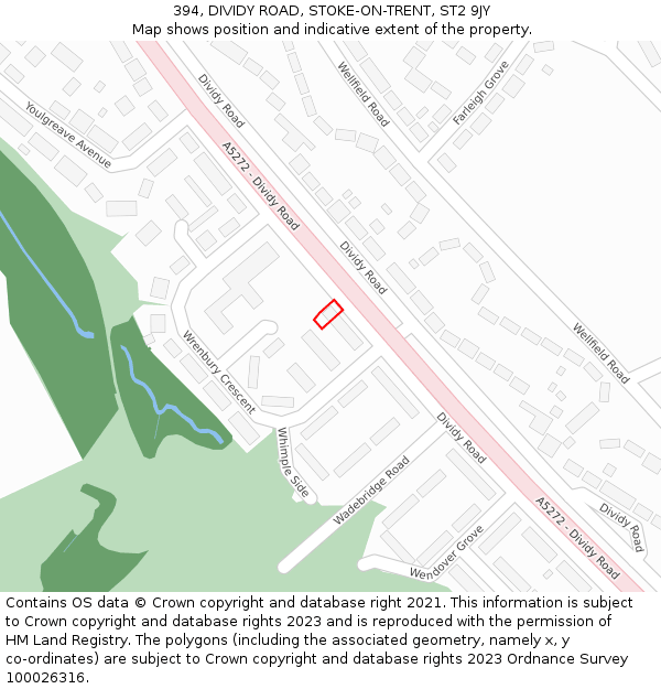 394, DIVIDY ROAD, STOKE-ON-TRENT, ST2 9JY: Location map and indicative extent of plot