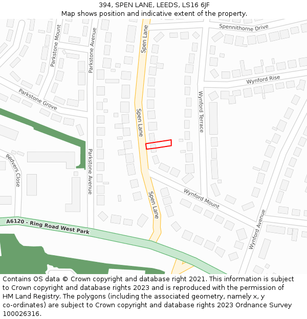 394, SPEN LANE, LEEDS, LS16 6JF: Location map and indicative extent of plot